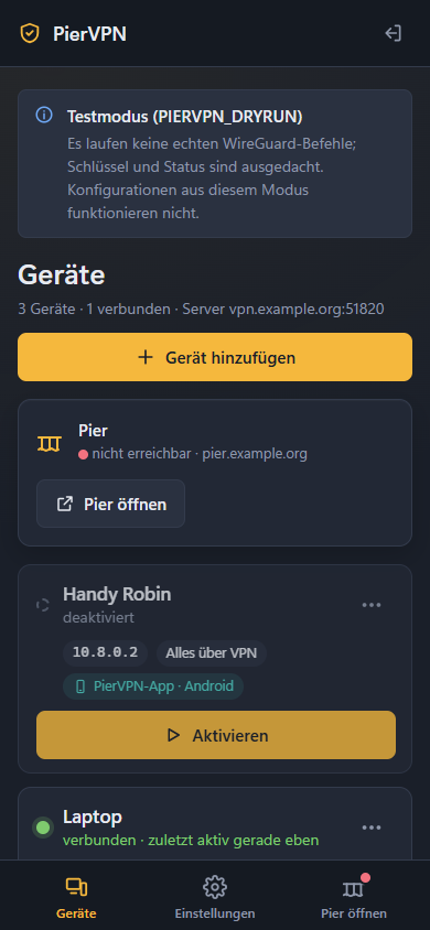 Dieselbe Oberfläche auf dem Handy.